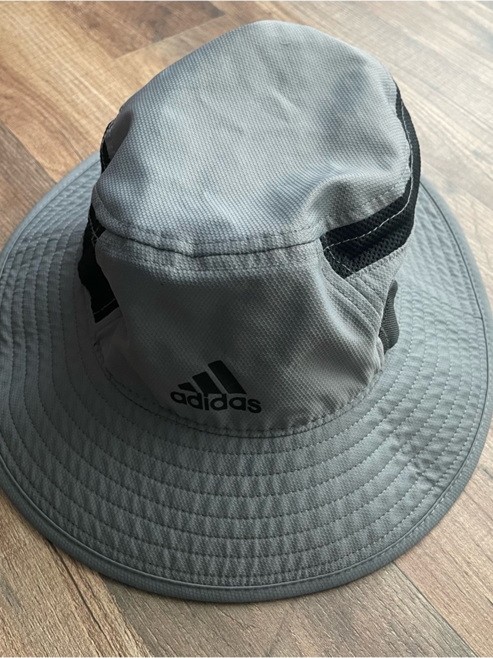 adidas Light Gray Sun Bucket Hat with Black Accents
